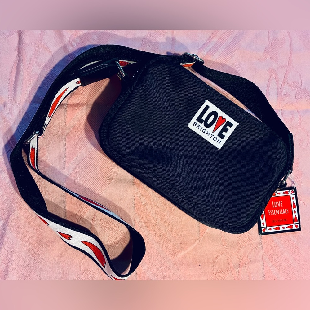 Brighton Love Black Belt Bag with Red and White Details. NWT